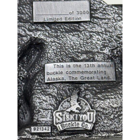 Vintage Silver Belt Buckle ALASKA Siskiyou Buckle Co 1993 Western Pewter Ram - Picture 3 of 4
